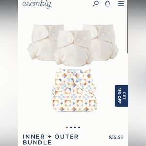 Esembly Cream and Patterned Diaper Cover Set